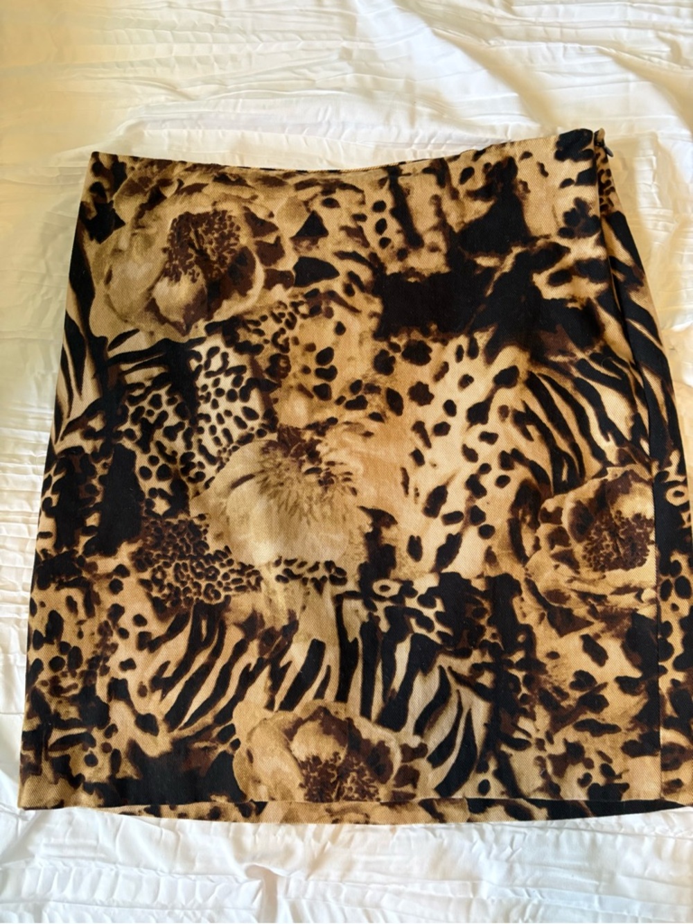Grace Leopard Floral Mini Skirt in Brown and Black